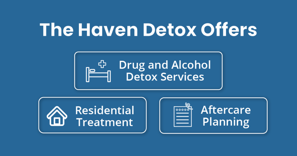Picture showing the services that The Haven Detox offers to its clients
