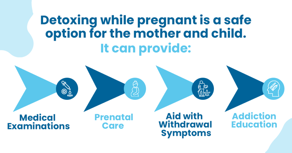 The graphic explains that drug detox is safe during pregnancy.

