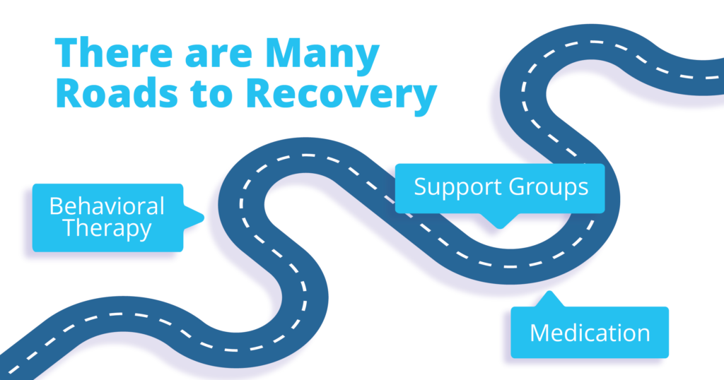 graphic displaying many roads to recovery for alcohol abuse