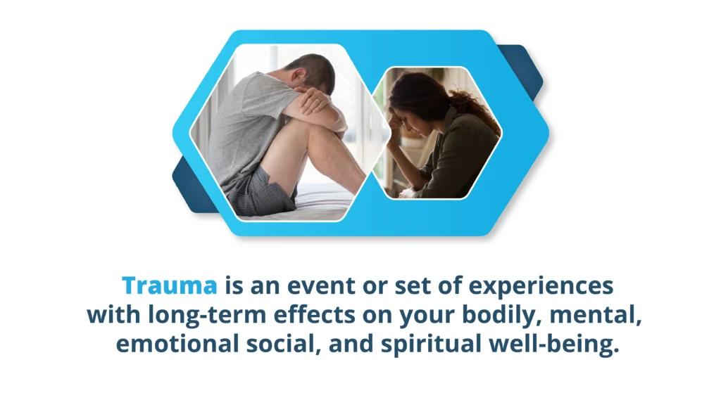 Trauma is a set of experiences with long-term effects on your bodily, emotional, and spiritual well-being. Addiction and trauma are linked.
