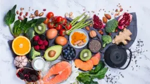 A mixed variety of different produce