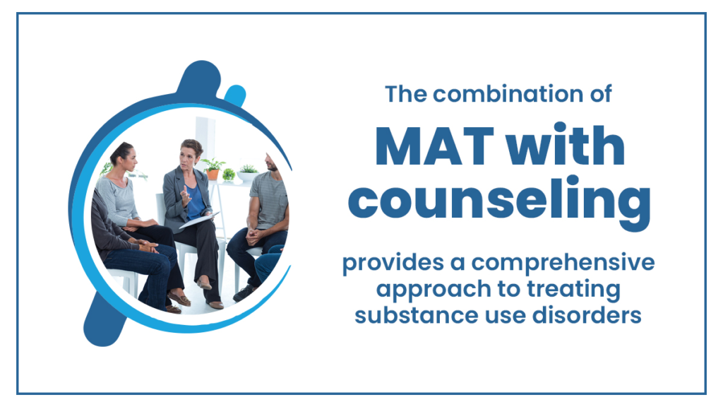 Woman pictured leading a support group. The combination of MAT with counseling provides a comprehensive approach to treating SUD.