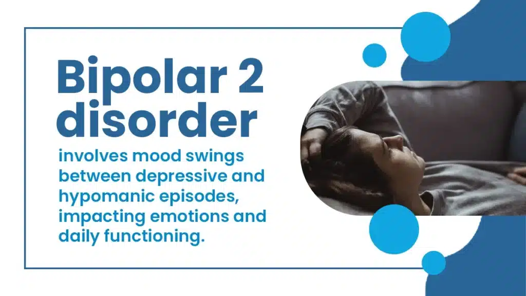 Woman laying on a couch in a dark room. Bipolar 2 disorder involves mood swings between depressive and hypomanic episodes.
