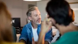 father talking to his son
