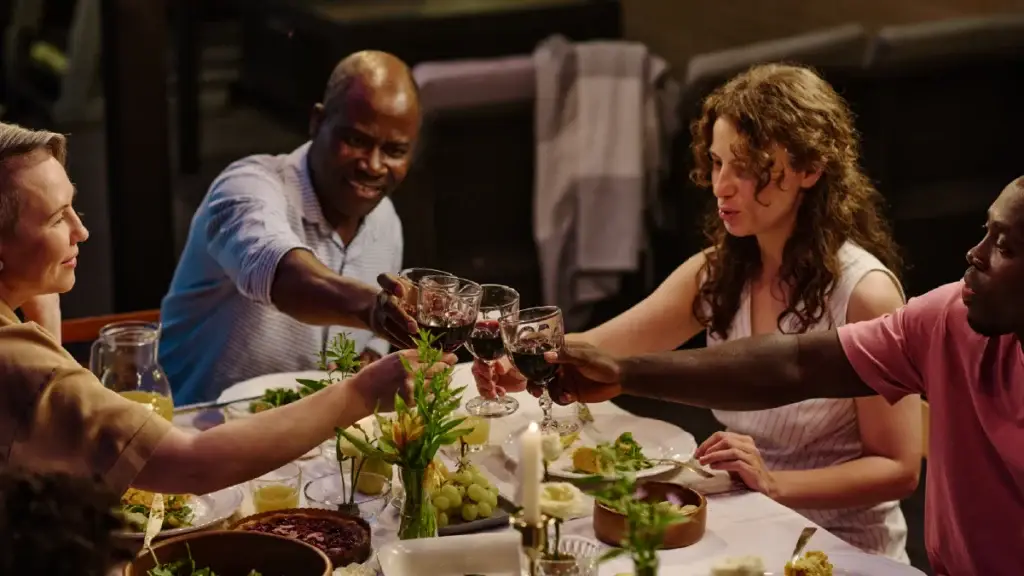A small group eating dinner together