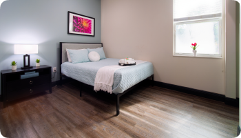 An image of a bed at the Haven Detox residential facility