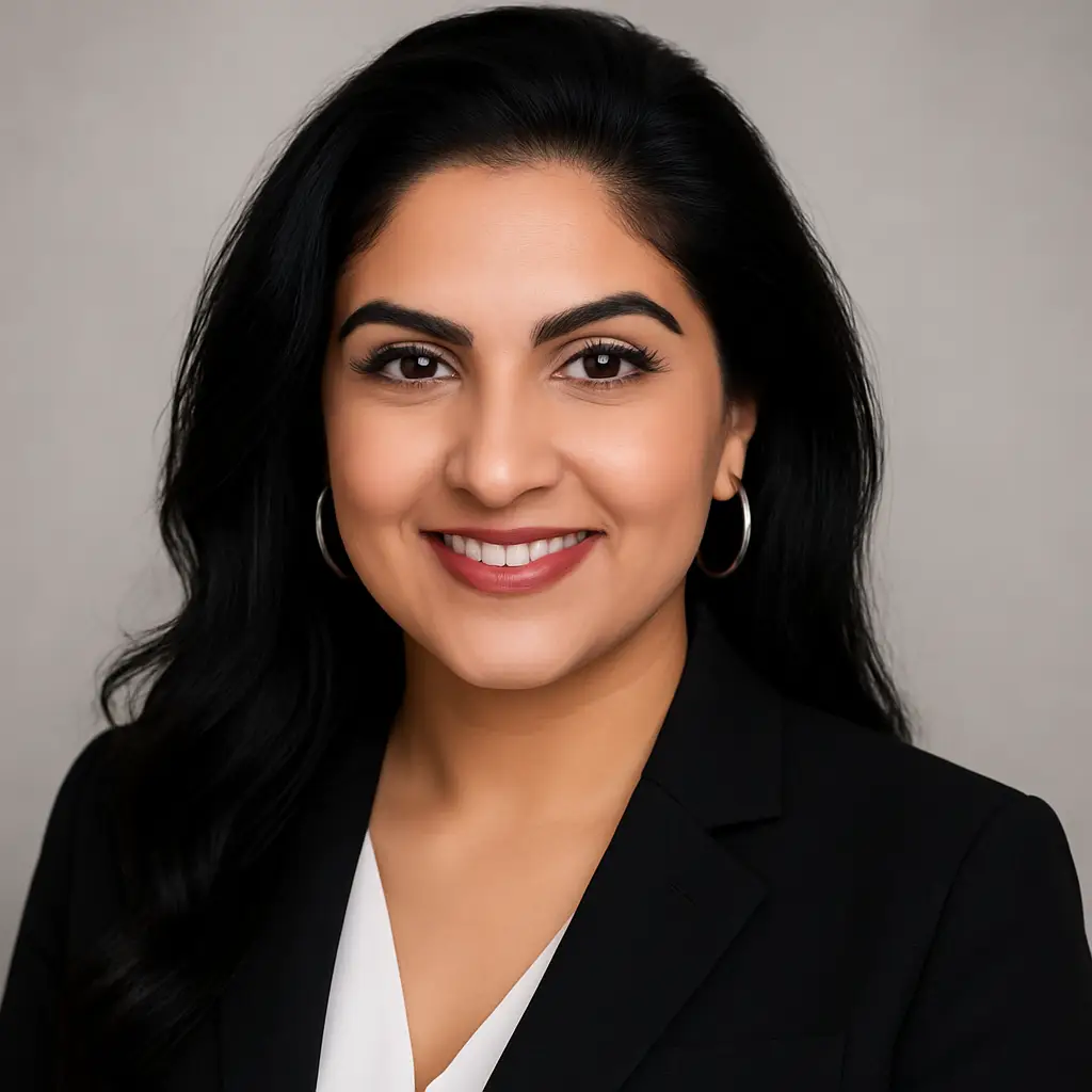 Headshot of Leticia Flores with long dark hair, wearing a black jacket, smiling.