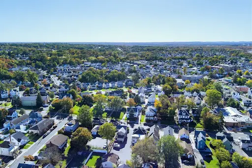 An aerial view of a neighborhood in Cherryl Hill New Jersey