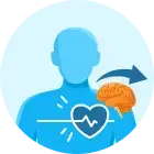 Graphic showing brain and heart connection representing mental health and emotional wellness treatment.