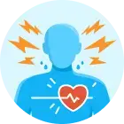 Graphic of person with heart and lightning bolts indicating intense withdrawal or physical distress