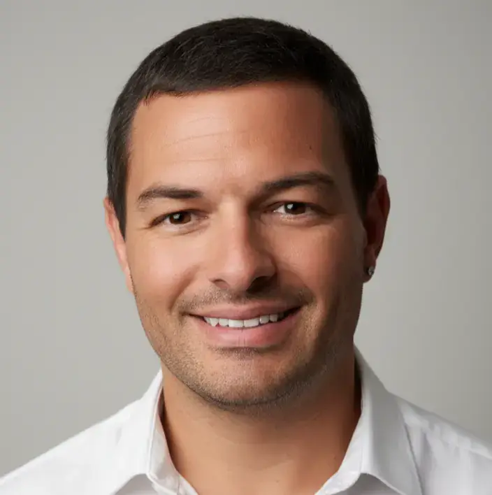 Professional headshot of Thomas, smiling in a white shirt against a neutral background