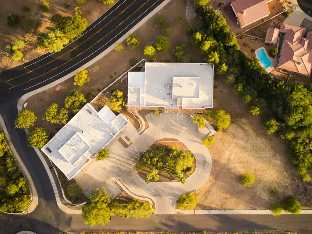Aerial view of The Haven Detox Arizona facility and signage in Green Valley, Arizona.