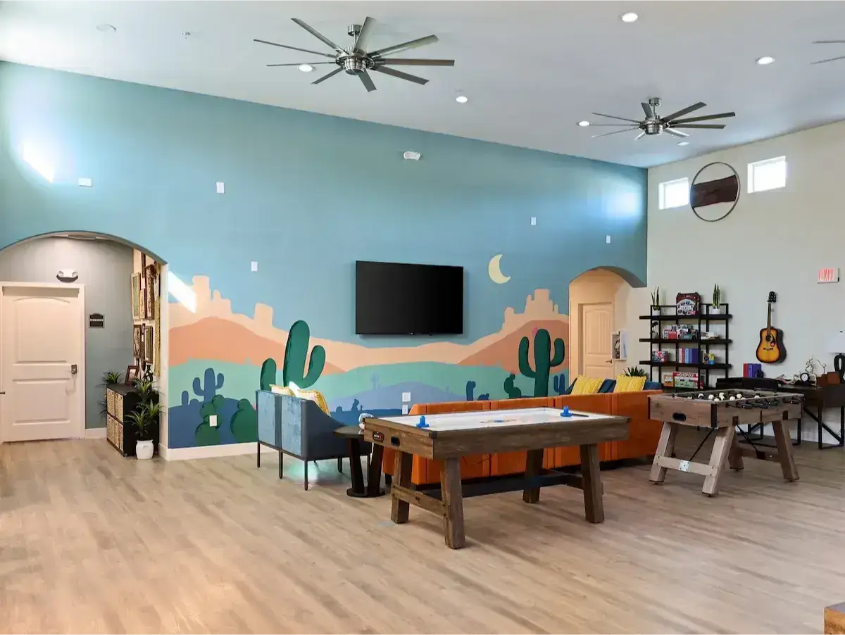 Recreation room with games and lounge space at The Haven Detox Arizona in Green Valley, Arizona.