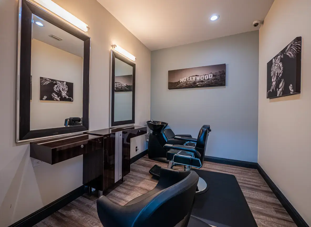 On-site salon and barber area at The Haven Detox Florida in West Palm Beach, Florida.