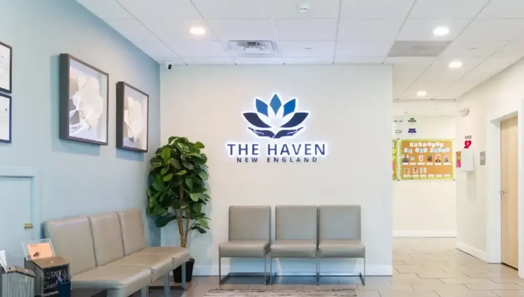 Lobby and entrance area at The Haven Detox Massachusetts in Worcester, Massachusetts.