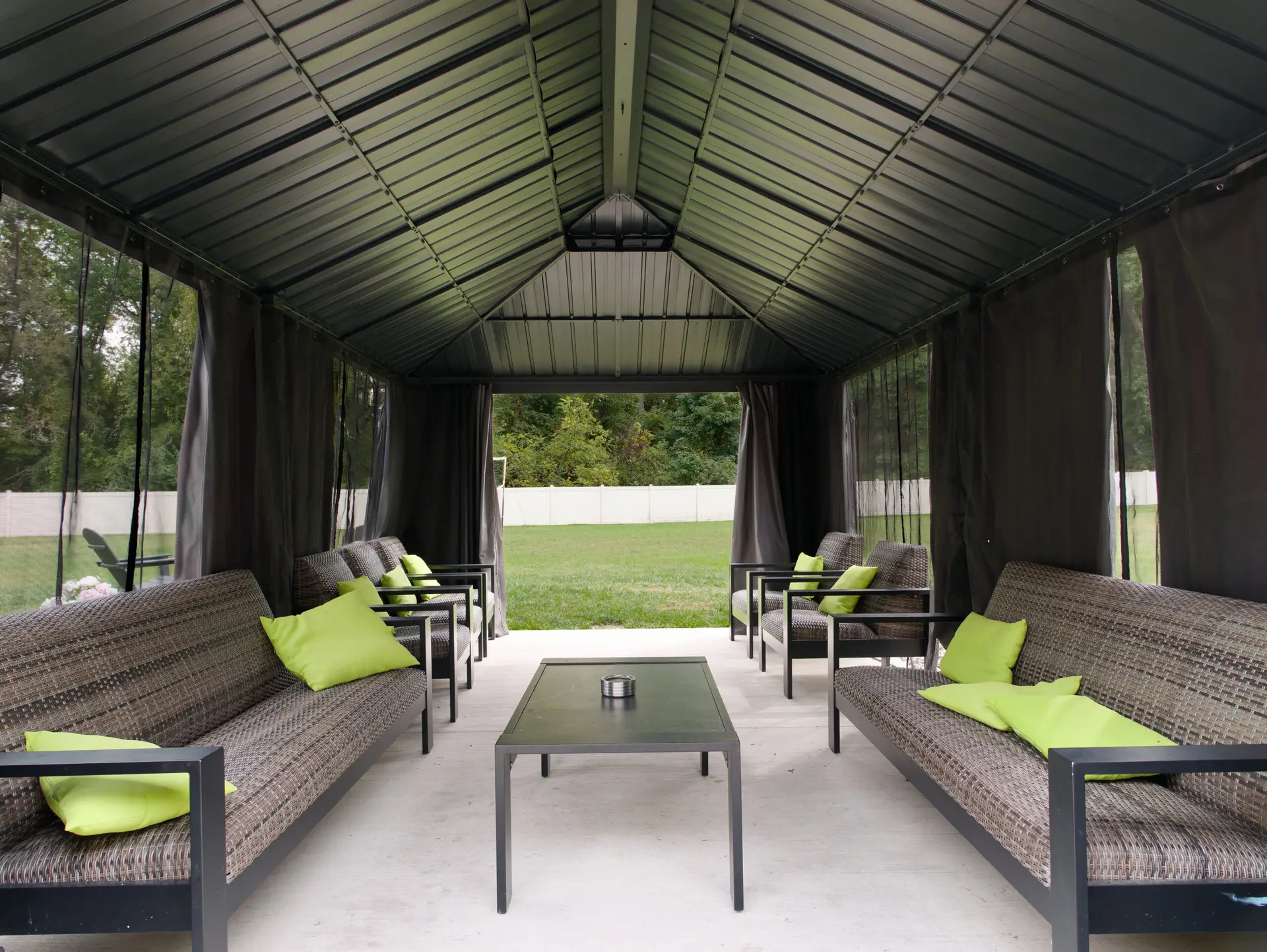Covered outdoor lounge area at The Haven Detox New Jersey in Blackwood, New Jersey.
