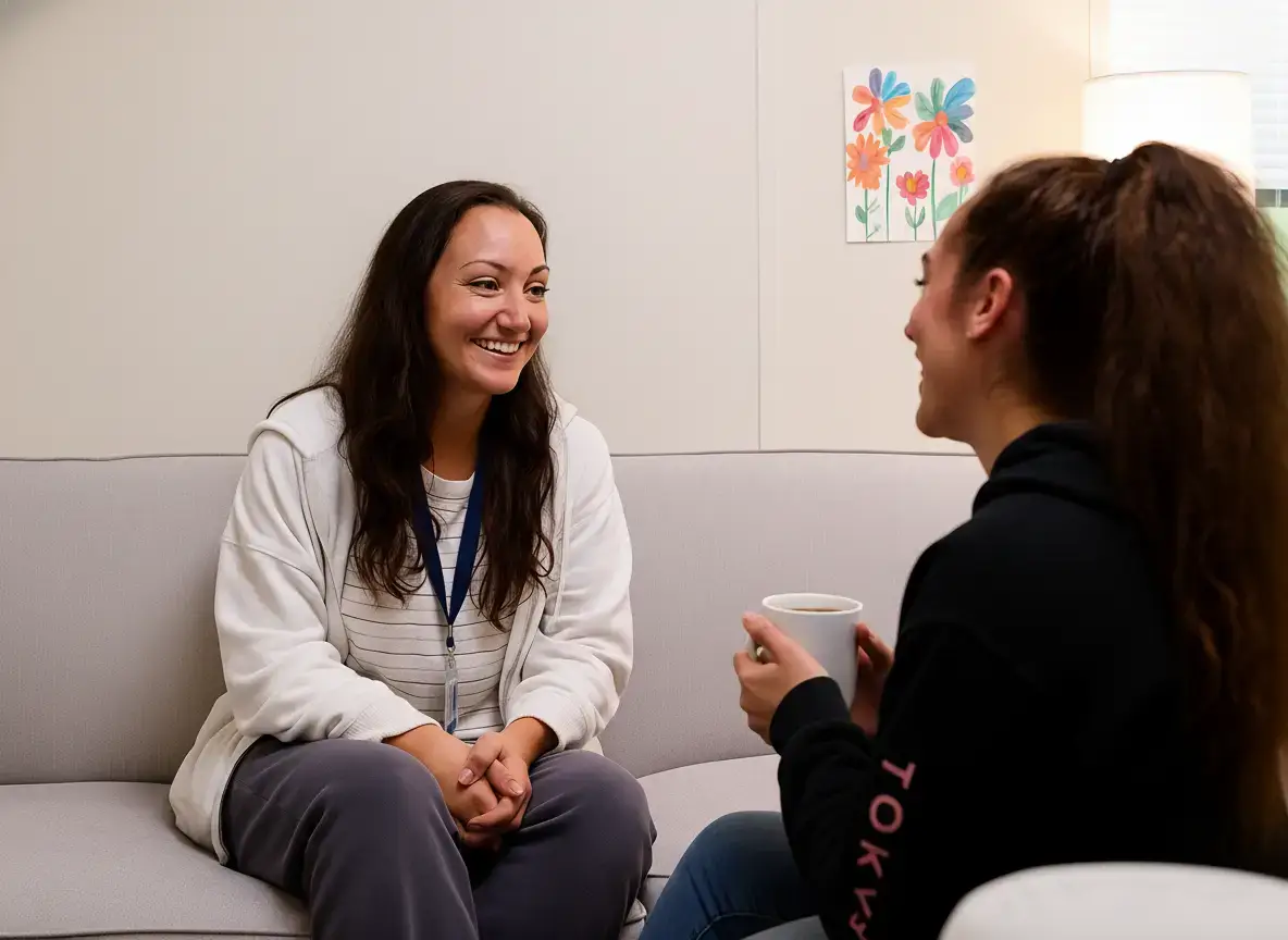 Patients participating in a peer support conversation at The Haven Detox New Jersey in Blackwood, New Jersey.