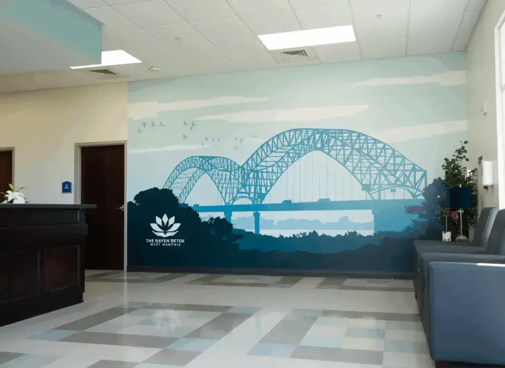Lobby mural at The Haven Detox Eastern Arkansas in West Memphis, Arkansas.