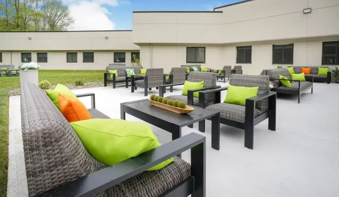 Facility Exterior – The Haven Detox Blackwood, NJ-detox-new-jersey-facility-patio Exterior view of The Haven Detox treatment facility in Blackwood, New Jersey